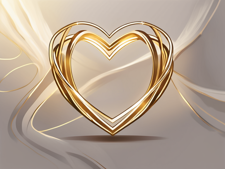 A golden heart and a golden ring intertwined