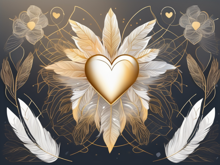 A radiant golden heart surrounded by symbolic elements like a warm light glow
